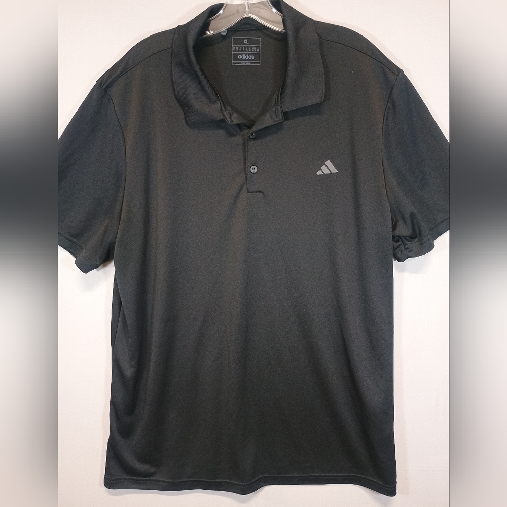 Adidas Men’s XL Black Performance Golf Polo Shirt Athletic Logo